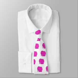 Pink elephant pattern tie