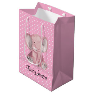 Pink Elephant Polka Dot Design Gift Bag