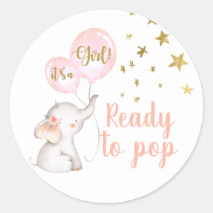 Pink Elephant Ready to Pop Classic Round Sticker