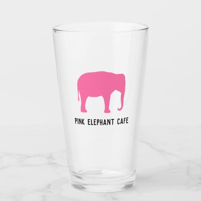 Pink Elephant Silhouette Personalised Glass (Front)