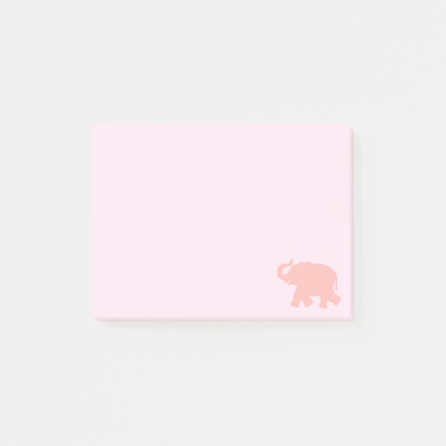 Pink Elephant Silhouette Post-it Notes (Front)