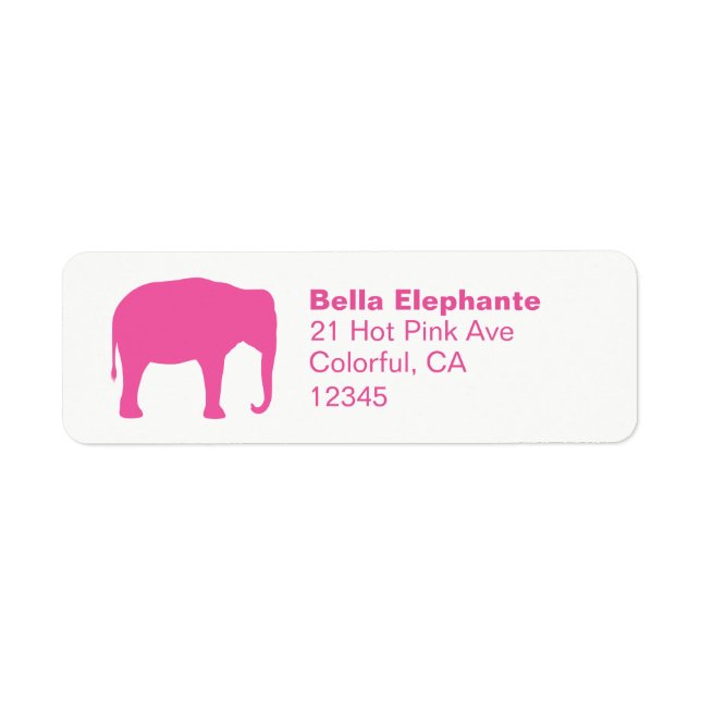 Pink Elephant Silhouette Return Address Labels (Front)