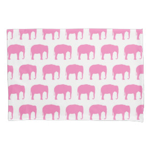 Pink Elephant Silhouettes Pattern Pillowcase