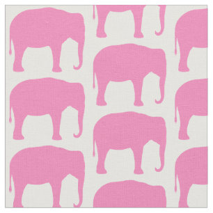 Pink Elephant Silhouettes Patterned Fabric