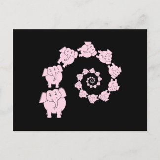 Pink elephant spiral. postcard