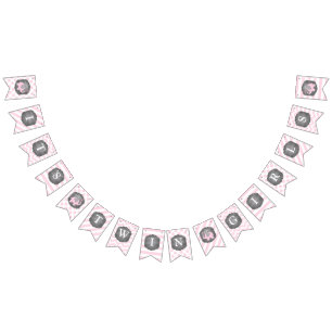 Pink Elephant Twin Girls Baby Shower Bunting