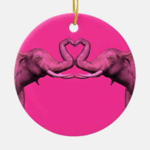 Pink Elephants Ceramic Tree Decoration