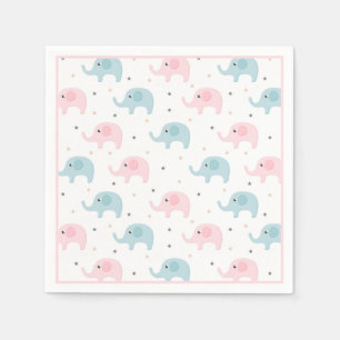 Pink Elephants Girl Baby Shower Cute Napkin