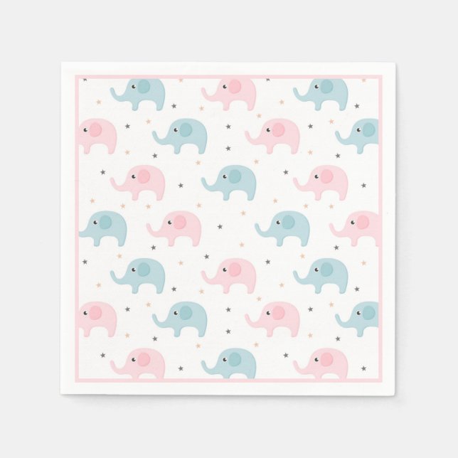 Pink Elephants Girl Baby Shower Cute Napkin (Front)