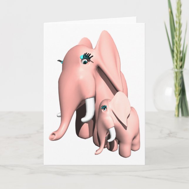 Pink Elephants Greeting Card (Front)