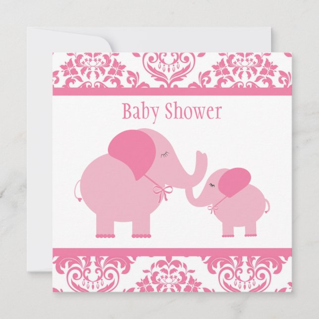 Pink Elephants Invitation (Front)