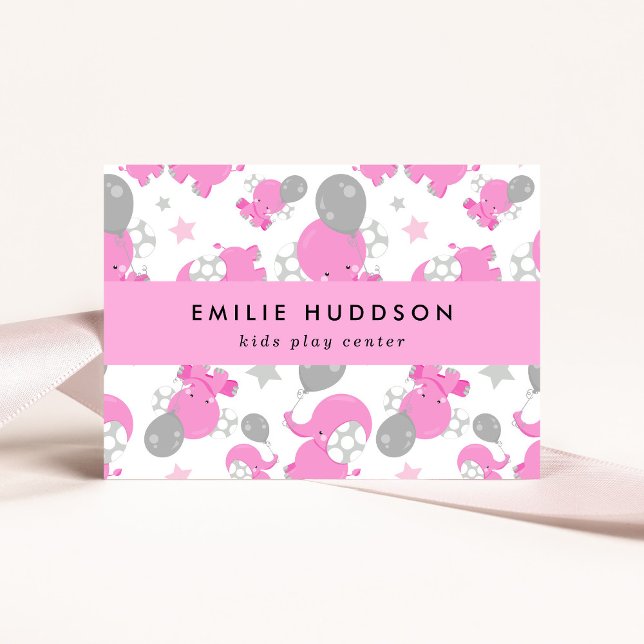 Pink Elephants, Kids Play Centre, Activity Centre Business Card (Creator Uploaded)