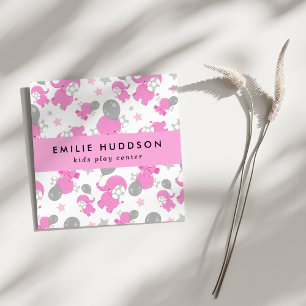 Pink Elephants, Kids Play Centre, Activity Centre Square Business Card