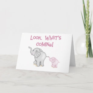 Pink Elephants Look What's Coming Card