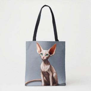Pink Elf Sphynx Cat Grey Tote Shopping Bag