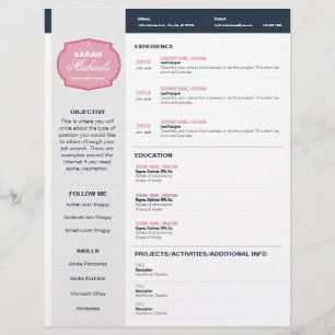 Pink Emblem Resume Personalised Letterhead