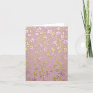 Pink Embroidered Flowers Card