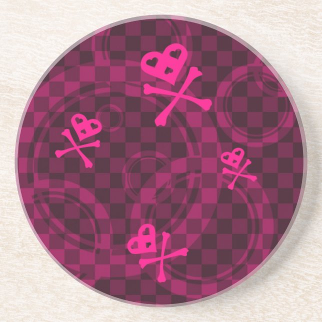 Pink Emo Pattern With Circles Coaster (Front)