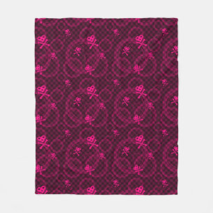 Pink Emo Pattern With Circles Fleece Blanket