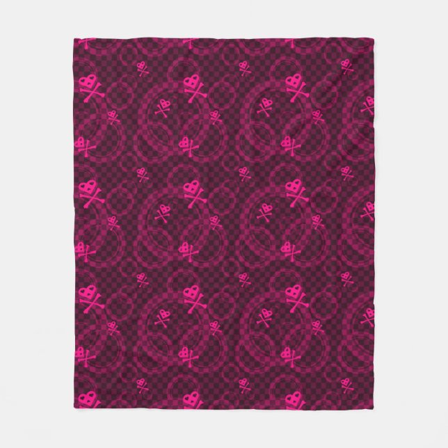 Pink Emo Pattern With Circles Fleece Blanket (Front)