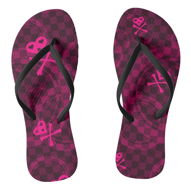 Pink Emo Pattern With Circles Jandals (Footbed)