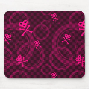 Pink Emo Pattern With Circles Mouse Pad