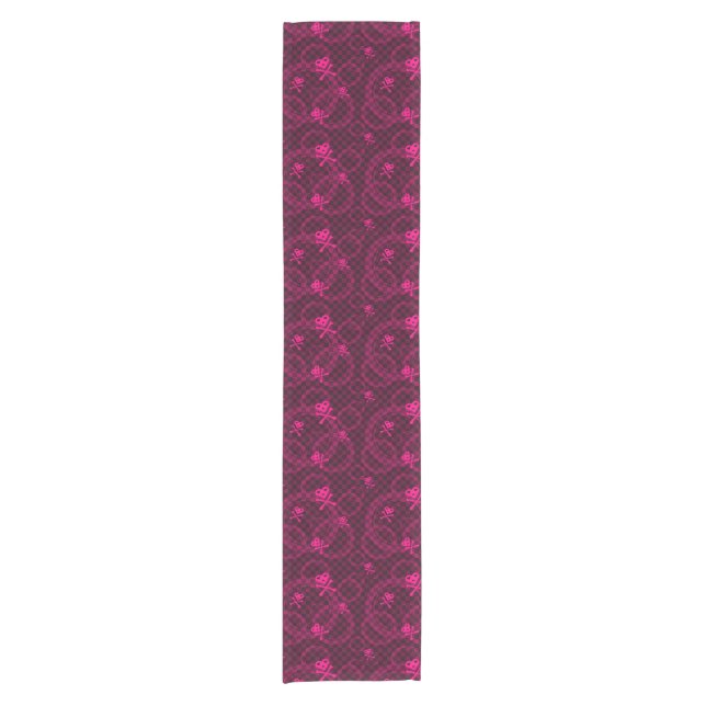 Pink Emo Pattern With Circles Short Table Runner (Front)
