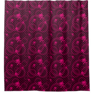 Pink Emo Pattern With Circles Shower Curtain