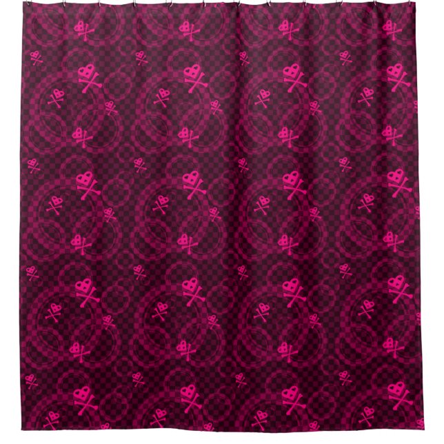 Pink Emo Pattern With Circles Shower Curtain (Front)