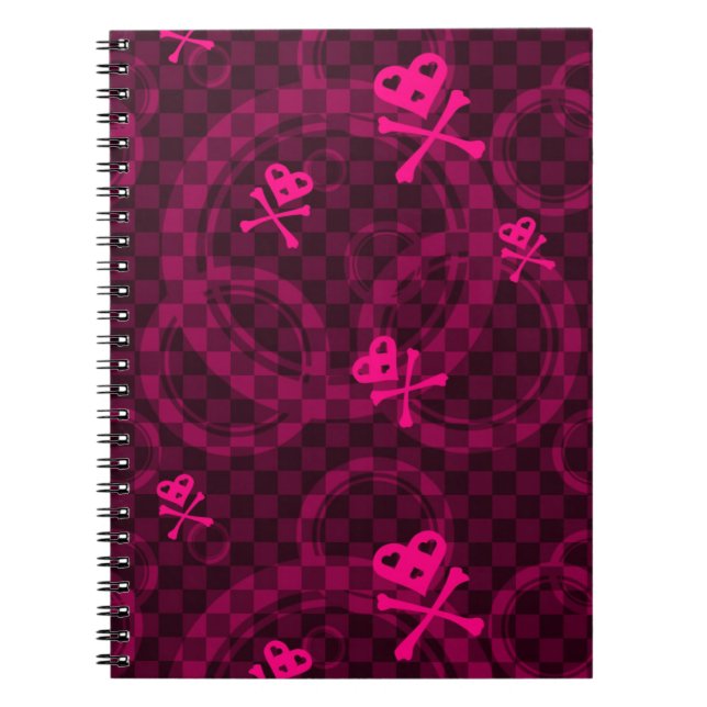 Pink Emo Pattern With Circles Spiral Notebook (Front)