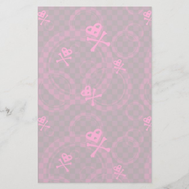Pink Emo Pattern With Circles Stationery (Front)