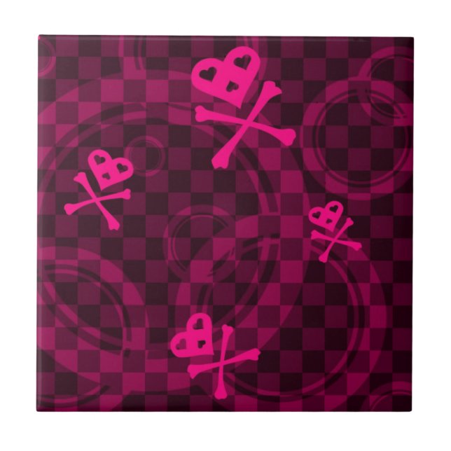 Pink Emo Pattern With Circles Tile (Front)