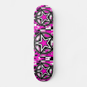 Pink Emo Stars Skateboard by Bradley Boness