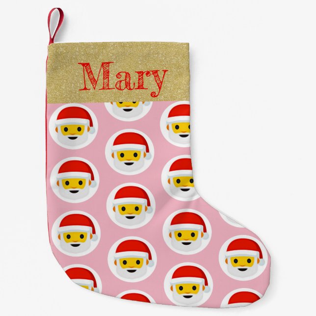 Pink Emoji Christmas custom Small Christmas Stocking (Front)