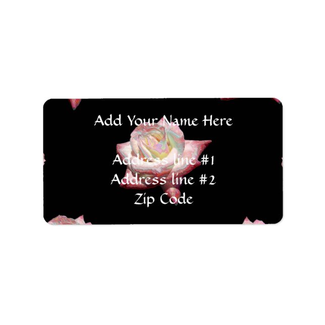 Pink Enameled Roses on Black Label (Front)