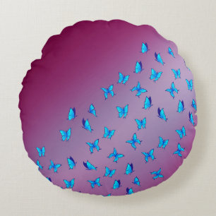 Pink Enchanted Butterflies Round cushion