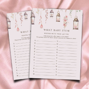 Pink Enchanted What Baby Item Baby Shower Game Enclosure Card