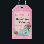 Pink English Cottage Style Bridal Tea Party Shower Gift Tags<br><div class="desc">This Bridal Shower design features a background of pretty pink distressed polka dots with vintage botanicals and a vintage modern teapot and teacup in aqua and pink. All this cottage style, English garden tea party design is missing is your celebration details. Design by Holiday Hearts Designs with vintage imagery (rights...</div>