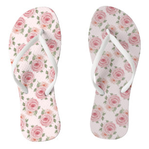 Pink English rose cottage floral vintage pattern Jandals