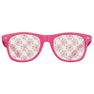 Pink English rose cottage floral vintage pattern Retro Sunglasses
