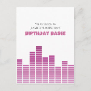 Pink Equalizer Invitation Postcard