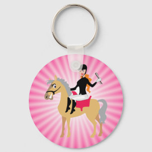 Pink Equestrian Girl Key Ring