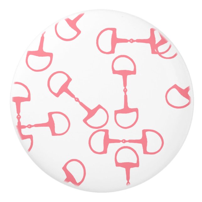 Pink Equestrian Horse Bits Ceramic Knob (Front)