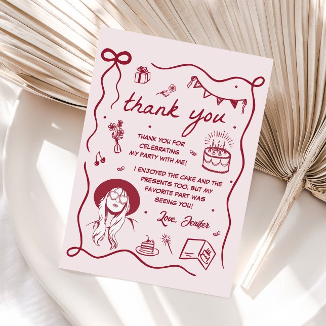 Pink Eras Birthday Party  Thank You Card (Creator Uploaded)