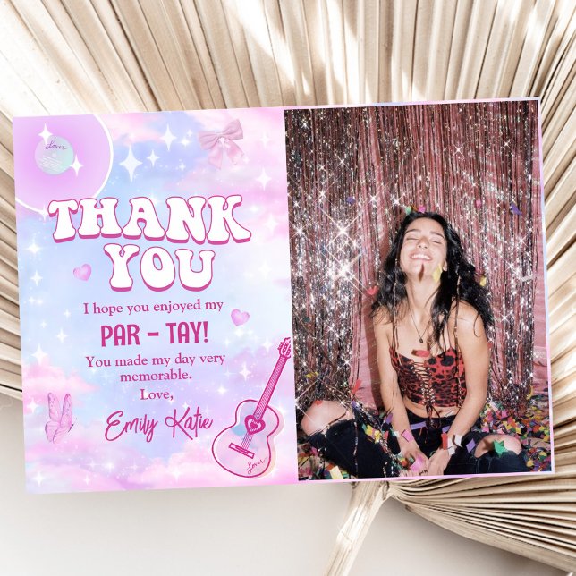 Pink Eras Birthday Party Thank You Card (Creator Uploaded)