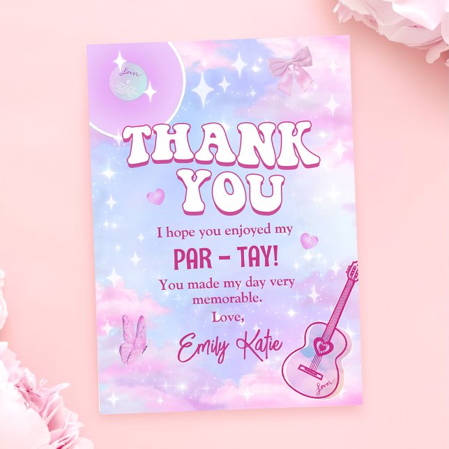 Pink Eras Birthday Party Thank You Card (Creator Uploaded)