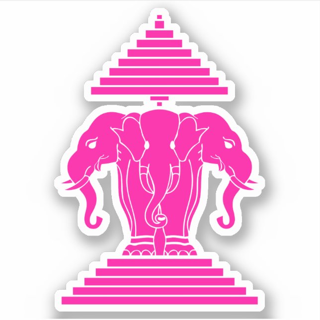 Pink Erawan Three Headed Elephant Lao / Laos Flag (Front)