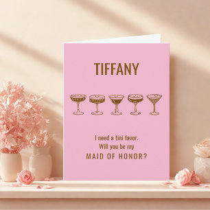 Pink Espresso Martini Will You Be My Bridesmaid?  Invitation