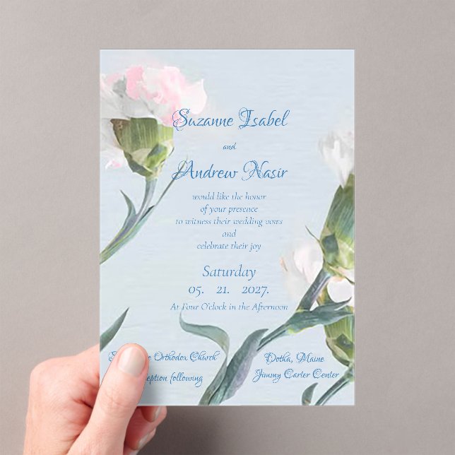 Pink Essence Frosted Acrylic Wedding Invitation (Insitu (Handheld))