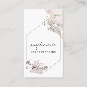 Pink Essential Oils Elegant Retro Flower Business Card